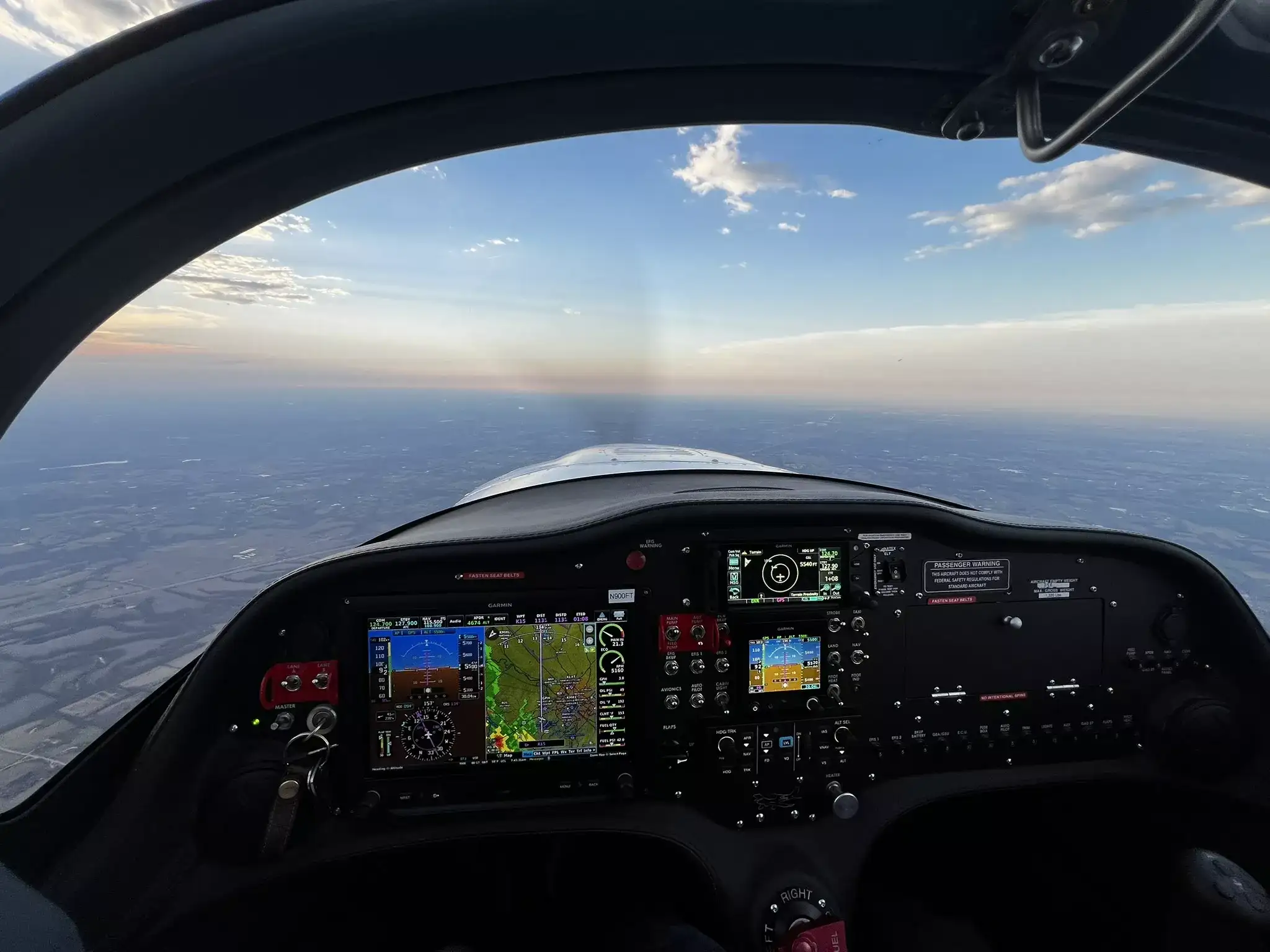 A FlyTech Pilot Academy aircraft in flight over Missouri