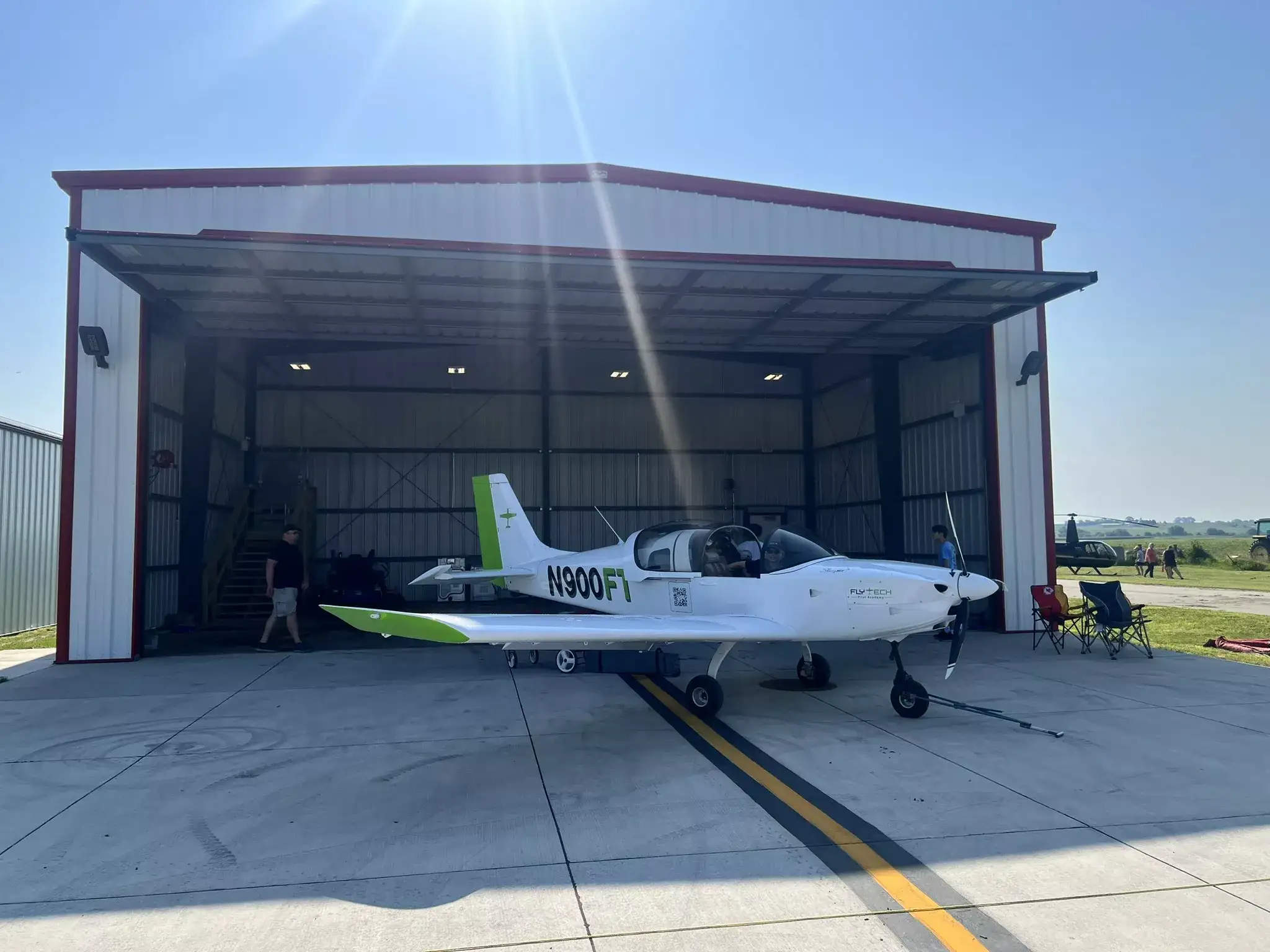 FlyTech Pilot Academy airplane landing at Rosecrans Memorial Airport in Saint Joseph, Missouri