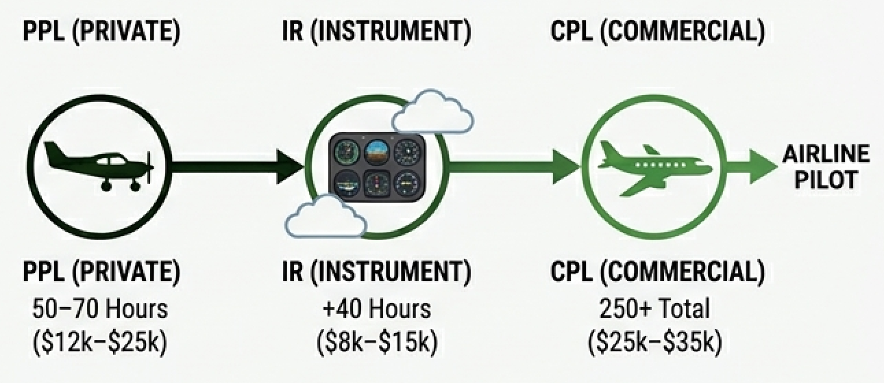 Progression chart from PPL to CPL