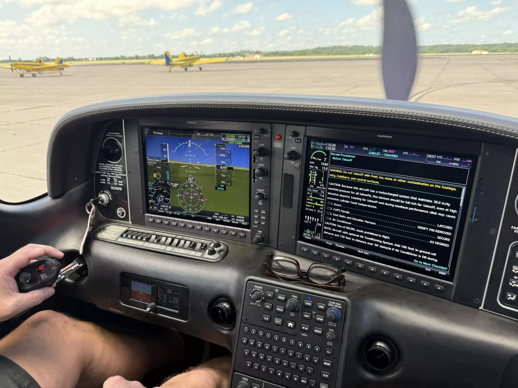 Preflight inspection and glass cockpit preparation at the flight line