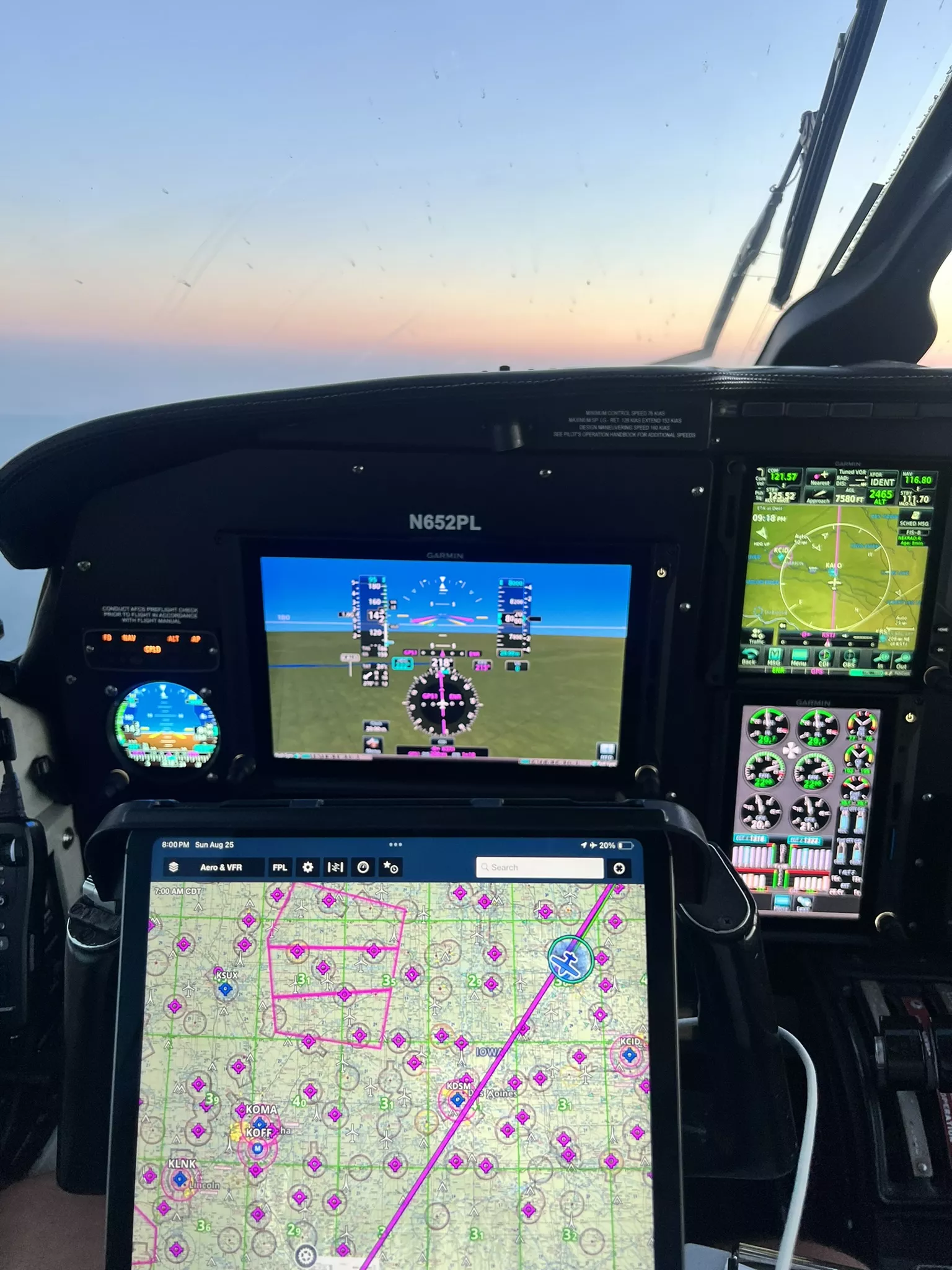 Modern glass cockpit displays and flight instruments