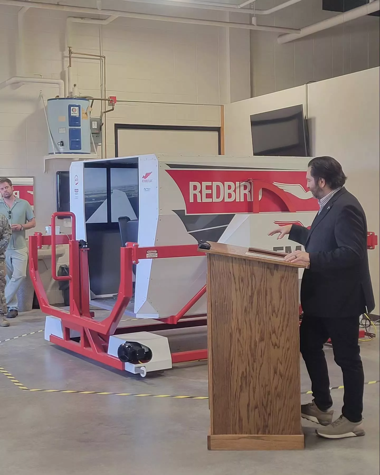 Redbird full-motion flight training simulator cockpit setup
